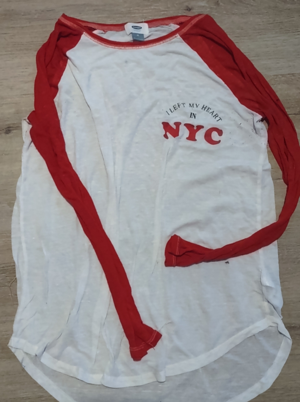 NYC Red & White Raglan Long Sleeve Tee